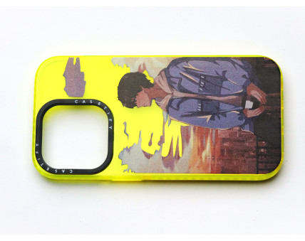 "The Glitch" | Neon Yellow Graphic iPhone 14 Pro Case - Artistic Edge