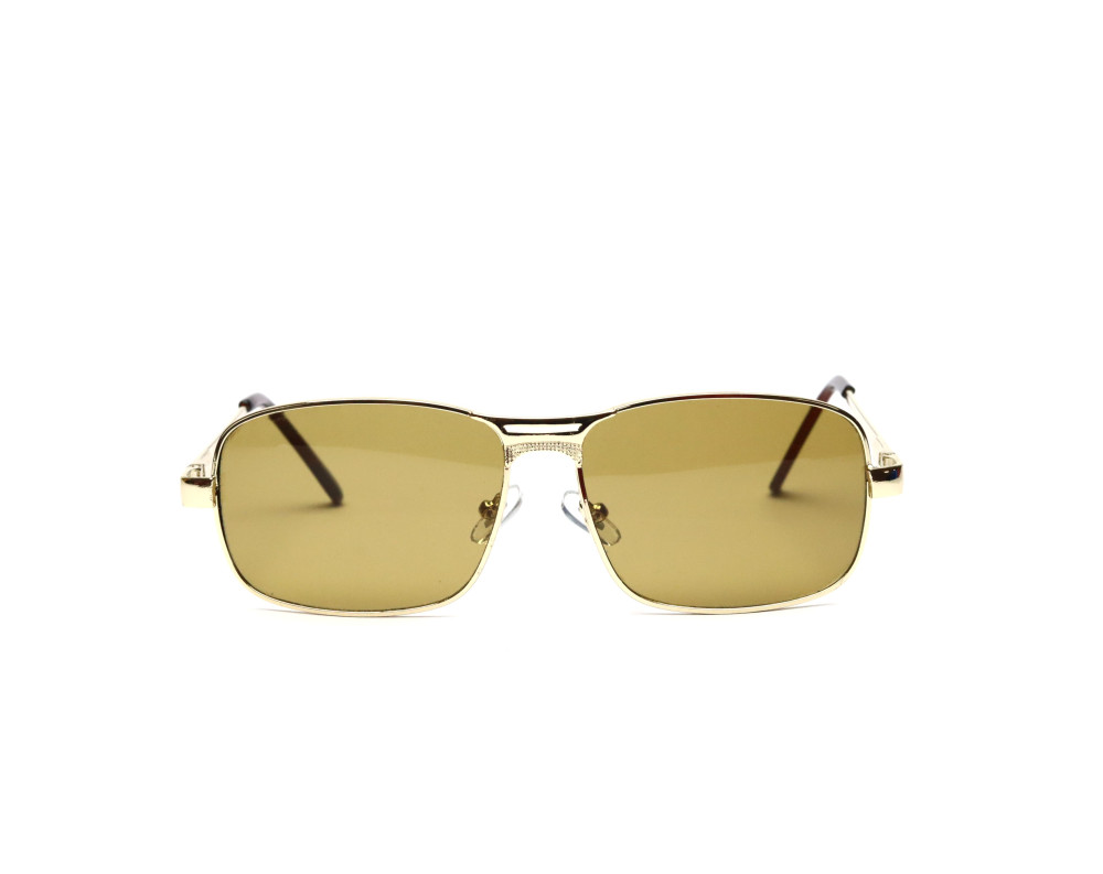 "The Tycoon" | Retro Navigator Sunglasses - Polished Gold