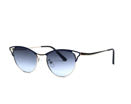 "The Celeste" | Modern Cut-Out Cat-Eye Sunglasses - Blue & Silver