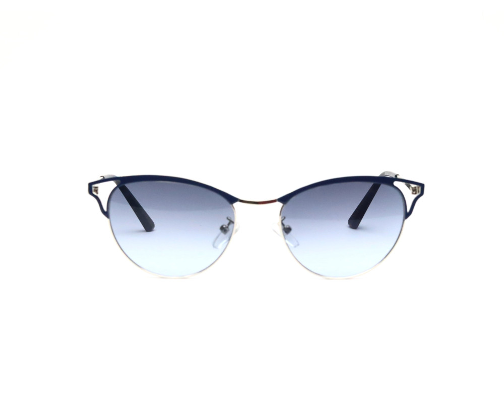 "The Celeste" | Modern Cut-Out Cat-Eye Sunglasses - Blue & Silver