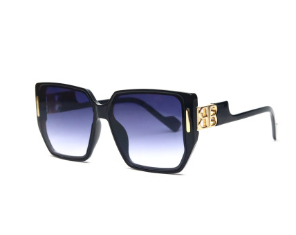 "The Emblem" | Bold Square Sunglasses - Black with Gold Logo