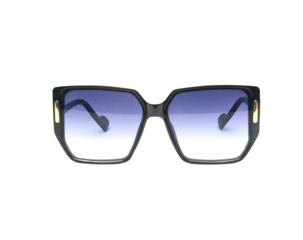"The Emblem" | Bold Square Sunglasses - Black with Gold Logo
