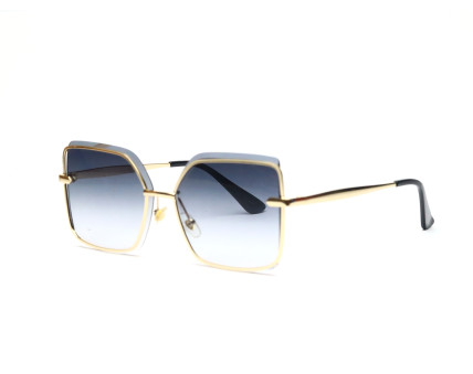 "The Monarch" | Square Sunglasses - Gold & Grey Blue Gradient