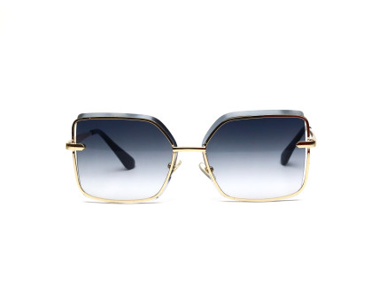 "The Monarch" | Square Sunglasses - Gold & Grey Blue Gradient