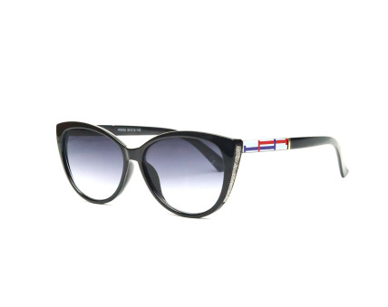 "The Jetsetter" | Classic Cat-Eye Sunglasses - Black with Stripe Detail