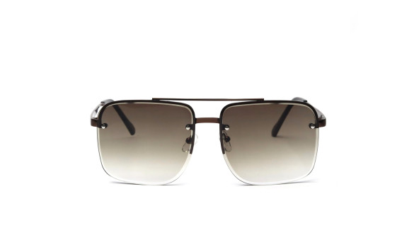 "The Vanguard" | Modern Rimless Navigator Sunglasses - Metallic Brown