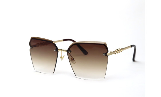 "The Sovereign" | Semi-Rimless Geometric Sunglasses - Brown & Gold
