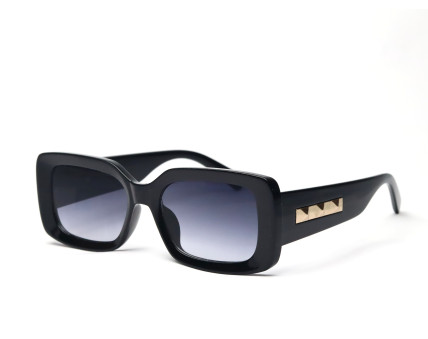 "The Iconoclast" | Bold Rectangular Sunglasses - Black with Gold Studs