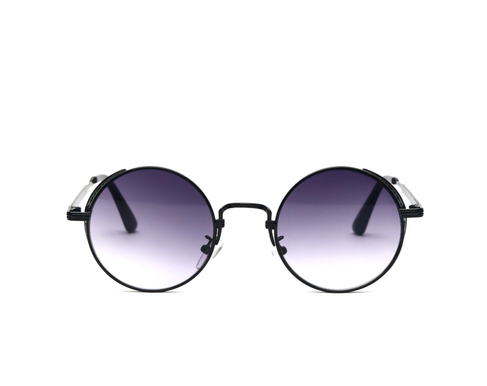 "The Sentinel" | Round Steampunk-Inspired Sunglasses - Matte Black with Side Shields