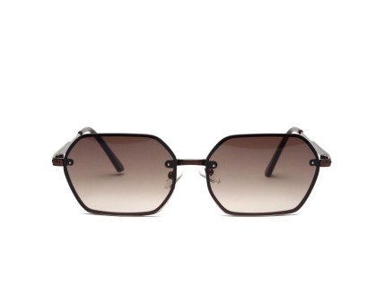 "The Architect" | Geometric Hexagon Sunglasses - Dark Brown & Bronze